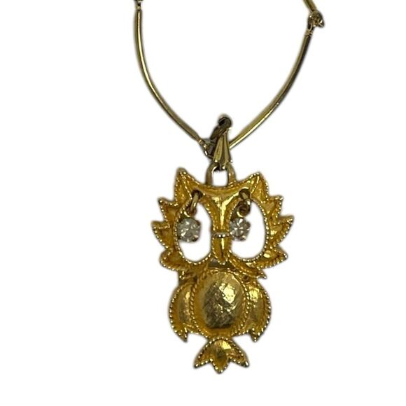 Vintage Gold-tone Articulated Rhinestone
Eyed Owl Necklace - Picture 3 of 8